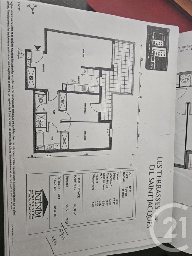 Appartement T3 à louer - 3 pièces - 65.61 m2 - CAVAILLON - 84 - PROVENCE-ALPES-COTE-D-AZUR - Century 21 Coeur De Provence